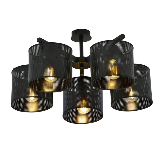 Taklampa Jordan, svart, 5 lampor