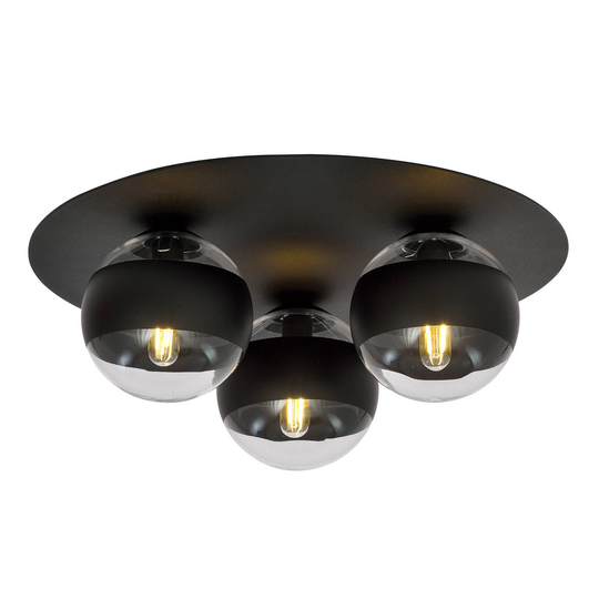 Taklampa Kenzo, svart/klar, 3 lampor