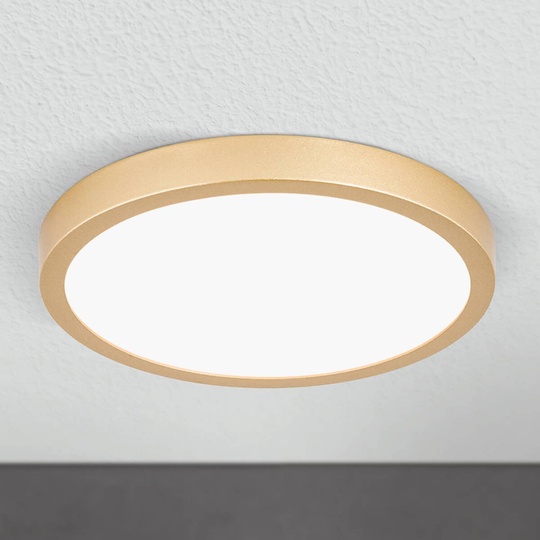 LED-taklampa Vika, rund, matt guld, Ø 23 cm
