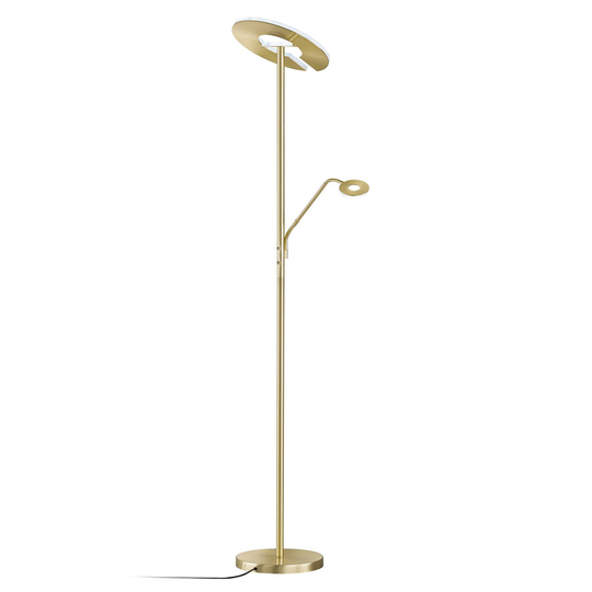 LED-uplight-golvlampa Dent, läslampa, CCT, mässing