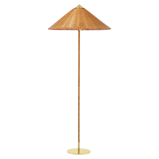 GUBI 9602 golvlampa, mässing, med pilträdsskärm