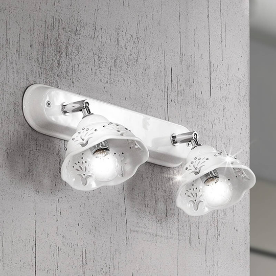 Keramikvägglampa Guiliano med kristallprydnad