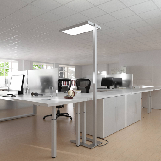 Arbetsplatsgolvlampa Oli med LED-lampor och dimmer