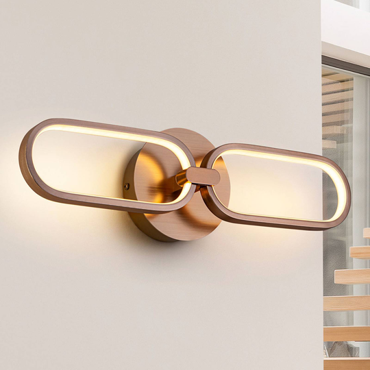LED-vägglampa Colette, 2 lampor, roséguld