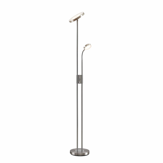 Lindby Seppa LED-golvlampa, rund, nickel