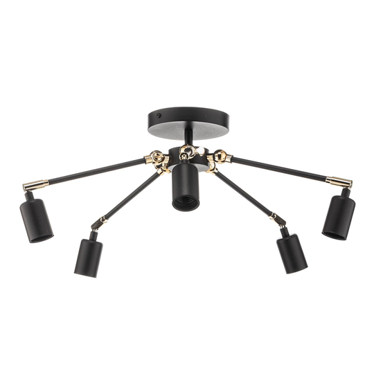 Taklampa Stik, svart, 5 lampor