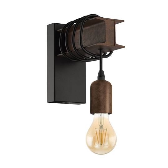 Vägglampa Townshend av stål, brun