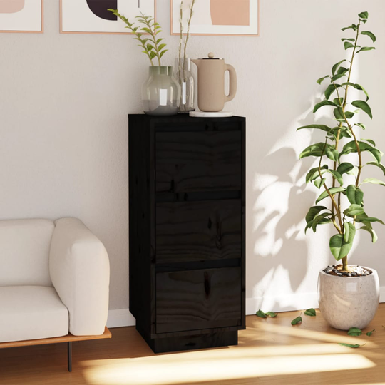vidaXL Byrå svart 32x34x75 cm massiv furu