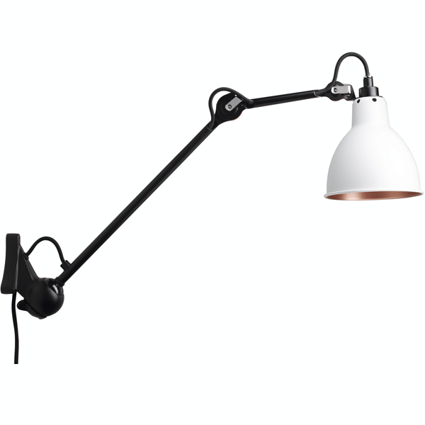 Lampe Gras N222 Vägglampa Matt Svart & Vit/Koppar
