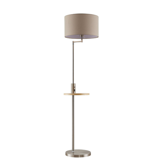 Lindby Zinia golvlampa med hylla och USB, nickel