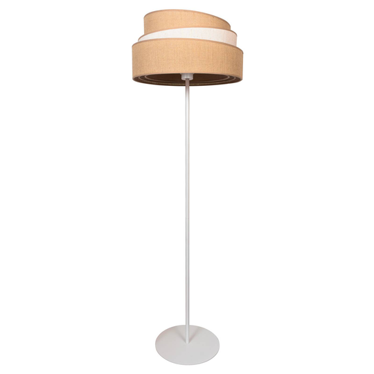 Golvlampa Trio jute, naturbrun/vit, höjd 145 cm