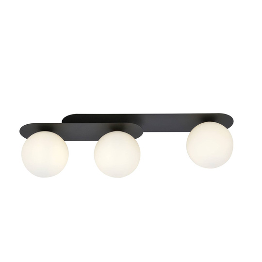 Taklampa Plaza, svart/opal, 3 lampor