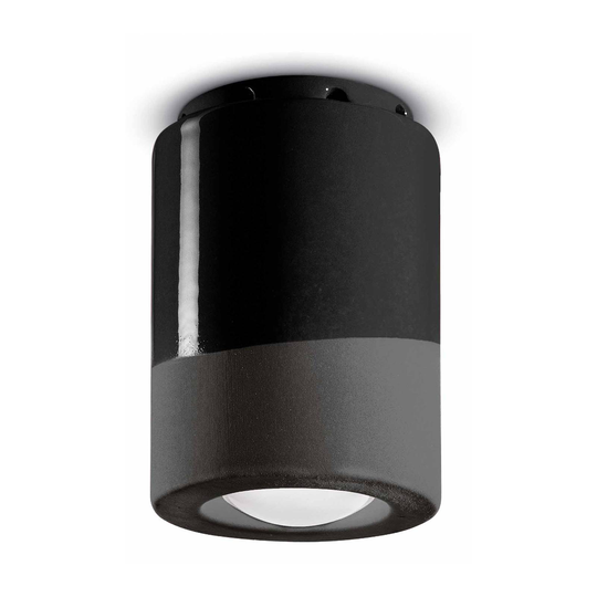 Taklampa PI, cylinderformad, Ø 8,5 cm, svart