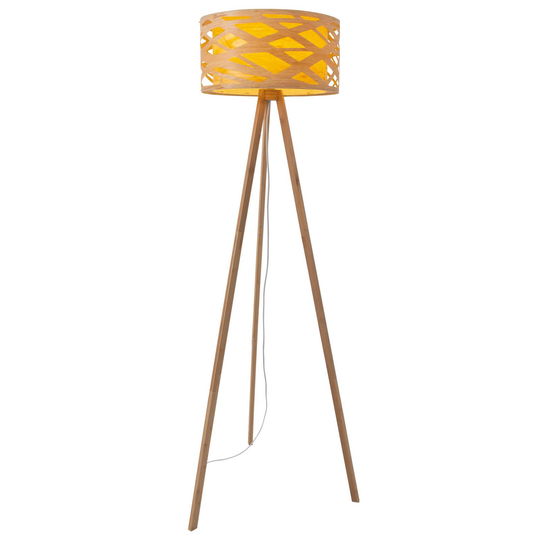 Golvlampa Finja med trebent stativ av bambu